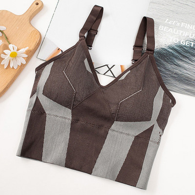 Crop Top pentru femei Lenjerie de corp fără cusături Crop Top Femei Lenjerie sexy Camolă căptușită fără mâneci