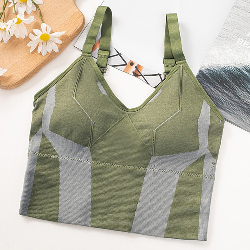 Crop Top pentru femei Lenjerie de corp fără cusături Crop Top Femei Lenjerie sexy Camolă căptușită fără mâneci