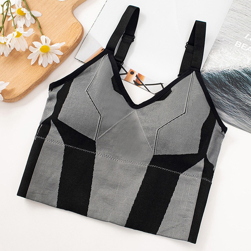 Crop Top pentru femei Lenjerie de corp fără cusături Crop Top Femei Lenjerie sexy Camolă căptușită fără mâneci