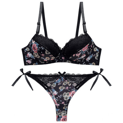 Seamless G String Intimate Print Σετ Σέξι στρινγκ BC Push Up Fashion Γυναικεία εσώρουχα Μαύρα λευκά εσώρουχα