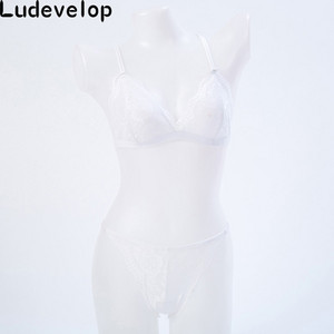 Set de sutien din dantelă fără sârmă de vară cupe triunghiulare subțiri Set sutien și chiloți de culoare solidă Lenjerie Lenjerie de corp Femei Sutien Demi