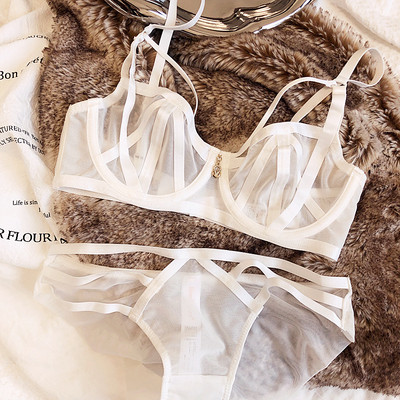 Seksikas rihmaga õõnesvõrgust marlist pesu aluspükste komplektid üliõhukesed tõmmatud aluspesu suured alustraadiga longusvastased rinnahoidjad