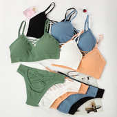 Σέξι Γυναικεία Σετ Εσωρούχων Ερωτικά Σταυρωτά Σετ Εσώρουχα Χωρίς Ραφή Ασύρματο Σουτιέν και Εσωρούχων Νέο