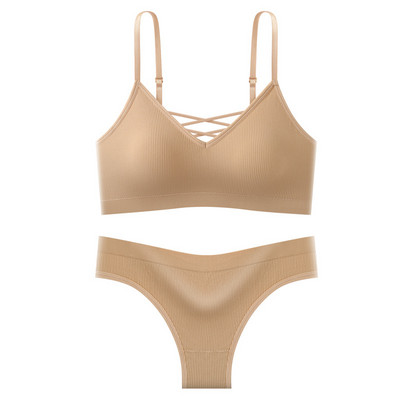 Σέξι Γυναικεία Σετ Εσωρούχων Ερωτικά Σταυρωτά Σετ Εσώρουχα Χωρίς Ραφή Ασύρματο Σουτιέν και Εσωρούχων Νέο