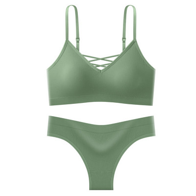 Σέξι Γυναικεία Σετ Εσωρούχων Ερωτικά Σταυρωτά Σετ Εσώρουχα Χωρίς Ραφή Ασύρματο Σουτιέν και Εσωρούχων Νέο