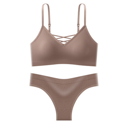 Σέξι Γυναικεία Σετ Εσωρούχων Ερωτικά Σταυρωτά Σετ Εσώρουχα Χωρίς Ραφή Ασύρματο Σουτιέν και Εσωρούχων Νέο