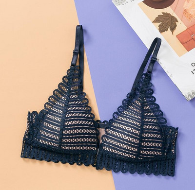 YBFDO Set de lenjerie fără fir pentru femei Set de sutien sexy din dantelă Set sutien și chiloți fără spate Închidere frontală Lenjerie subțire fără sudură Sutiene moi