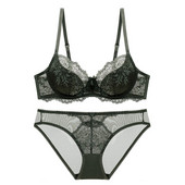 2021 Nou Set de sutien și chiloți cu căptușeală subțire, din dantelă din plasă, sexy, cu push-up, lenjerie de corp pentru femei, cupa ABCDE 95D