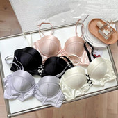 Pooltass Retro stiilis Olkaimeta rinnahoidja aluspüksid Komplektid Naiste Seksikas Aluspesu Väike rinnakorv Push Up Paks puuvillane pesu Tüdrukutele Intiimsed