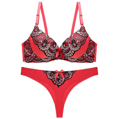 Γυναικείο σουτιέν εσώρουχα κοστούμι συνονθύλευμα χρώμα Push Up Brassiere αναπνέον στρινγκ σε μεγάλα μεγέθη Σέξι δαντέλα σετ εσωρούχων