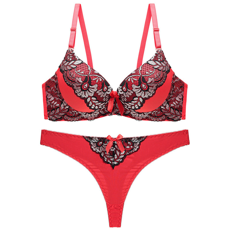 Γυναικείο σουτιέν εσώρουχα κοστούμι συνονθύλευμα χρώμα Push Up Brassiere αναπνέον στρινγκ σε μεγάλα μεγέθη Σέξι δαντέλα σετ εσωρούχων