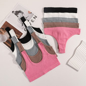 Γυναικείο Σετ σουτιέν χωρίς ραφή με ραβδώσεις Crop Tops Ψηλόμεση σλιπ Αθλητικά Εσώρουχα Συρματόσχοινα Δωρεάν Σετ σέξι σουτιέν σετ εσωρούχων