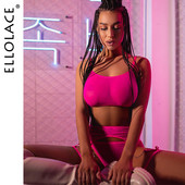 Ellolace Fetish naistepesu, läbinähtav seksikas aluspesu naiste keha läbipaistev pits intiimne 5-osaline õmblusteta intiimne komplekt