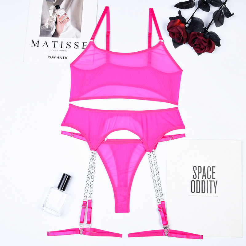 Ellolace Fetish naistepesu, läbinähtav seksikas aluspesu naiste keha läbipaistev pits intiimne 5-osaline õmblusteta intiimne komplekt