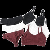 Set de sutien pentru femei Sutien fără cusături Thong cu talie joasă Top cu nervuri Set de lenjerie de fitness pentru femei Crop Top Set de lenjerie sexy de modă Bralette