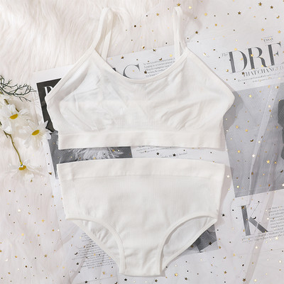 Set de sutien pentru femei Sutien fără cusături Thong cu talie joasă Top cu nervuri Set de lenjerie de fitness pentru femei Crop Top Set de lenjerie sexy de modă Bralette