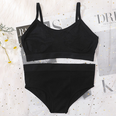 Set de sutien pentru femei Sutien fără cusături Thong cu talie joasă Top cu nervuri Set de lenjerie de fitness pentru femei Crop Top Set de lenjerie sexy de modă Bralette