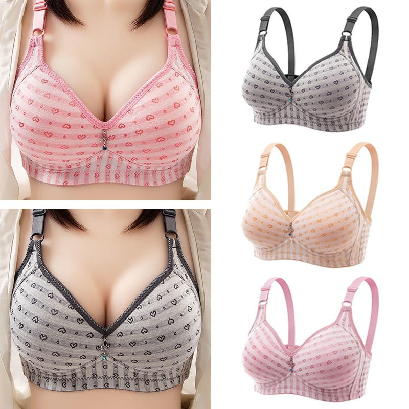 Seksi Push Up grudnjaci Meki pamučni široki naramenice s otisnutim ljubavnim srcem Bežični grudnjak Ženski ženski veliki Push grudnjak Udoban grudnjak