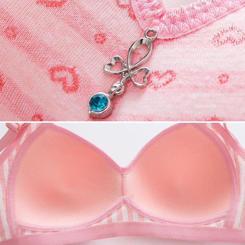 Seksi Push Up grudnjaci Meki pamučni široki naramenice s otisnutim ljubavnim srcem Bežični grudnjak Ženski ženski veliki Push grudnjak Udoban grudnjak