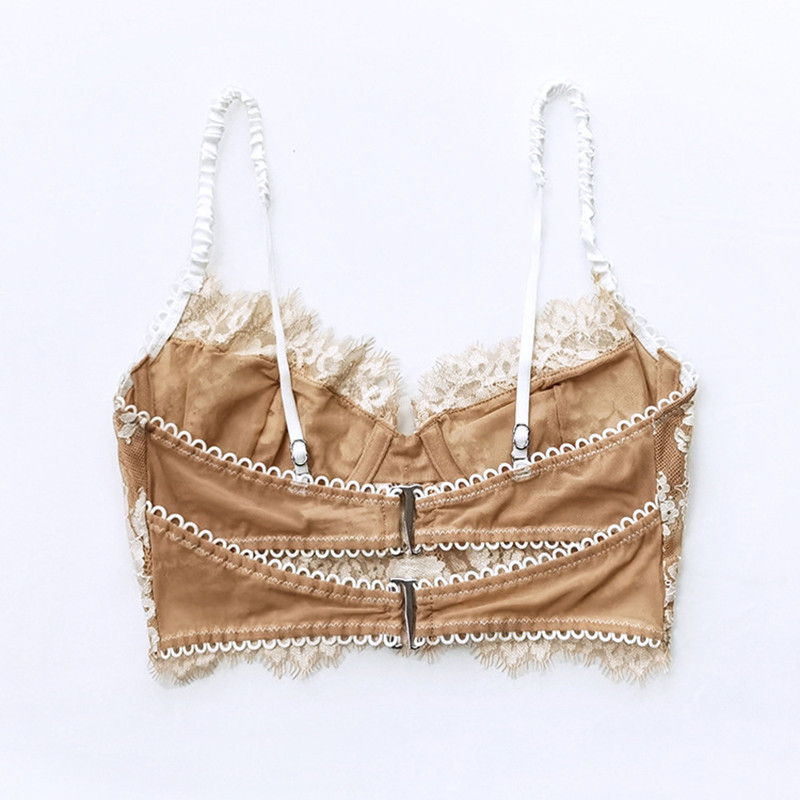 Σέξι διχτυωτό βλεφαρίδες δαντέλα με λουλούδι σουτιέν και στρινγκ σετ εσώρουχα με εσώρουχα με υπέρλεπτη γραμμή γυναικεία εσώρουχα Λευκά Μαύρα