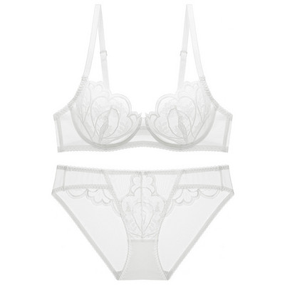 2021 Νέα Lace Ultra Thin Σετ σουτιέν Εσώρουχα με σέξι διχτυωτό διάφανο σετ εσώρουχα Γυναικεία Εσώρουχα Plus Size ABCDE Cup 95C 95D