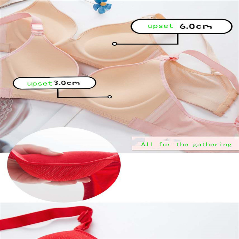 Noul tip de sutien mic îngroșat, fără sârmă, lenjeria sutienului plat confortabil adună și ajustează ceașca de pâine aburită t