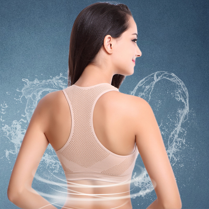Naiste juhtmevaba hingav spordirinnahoidja Sportlik jõusaal Joogajooga sporditopsid, mis neelavad higi ja põrutuskindel polsterdatud spordirinnahoidja ülaosa
