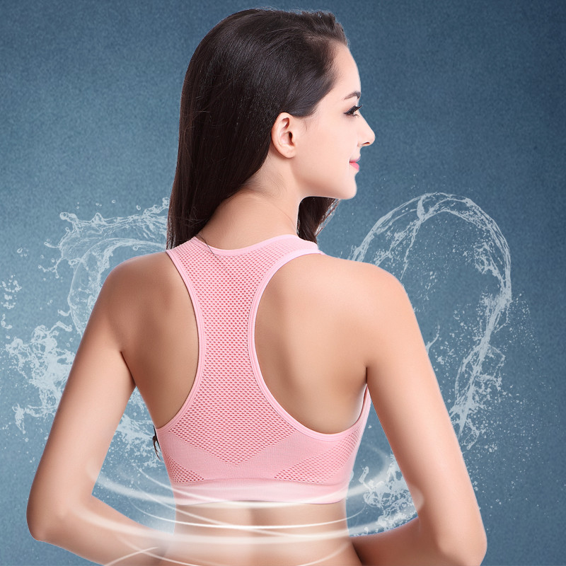 Naiste juhtmevaba hingav spordirinnahoidja Sportlik jõusaal Joogajooga sporditopsid, mis neelavad higi ja põrutuskindel polsterdatud spordirinnahoidja ülaosa