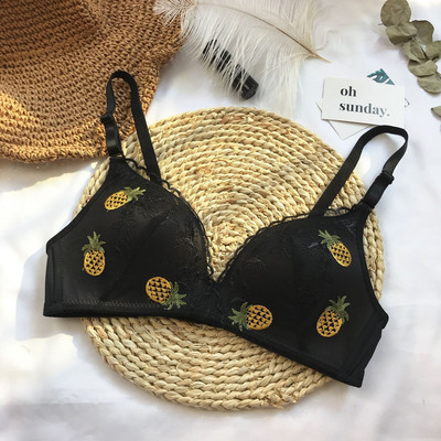 Moda Fructe Broderie Dantela Push Up Sutien Femei Franceză Sexy Triunghi Cupa Sutien Lenjerie Moale Fără Sârmă Lenjerie Femeie