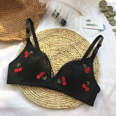 Moda Fructe Broderie Dantela Push Up Sutien Femei Franceză Sexy Triunghi Cupa Sutien Lenjerie Moale Fără Sârmă Lenjerie Femeie