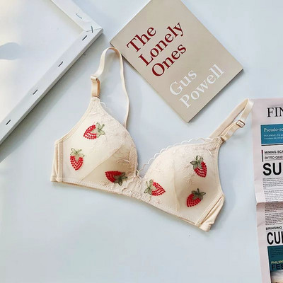 Moda Fructe Broderie Dantela Push Up Sutien Femei Franceză Sexy Triunghi Cupa Sutien Lenjerie Moale Fără Sârmă Lenjerie Femeie