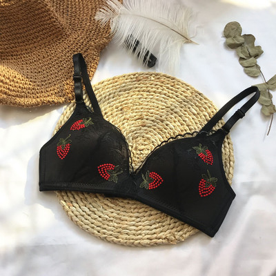 Moda Fructe Broderie Dantela Push Up Sutien Femei Franceză Sexy Triunghi Cupa Sutien Lenjerie Moale Fără Sârmă Lenjerie Femeie