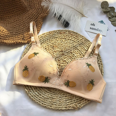 Moda Fructe Broderie Dantela Push Up Sutien Femei Franceză Sexy Triunghi Cupa Sutien Lenjerie Moale Fără Sârmă Lenjerie Femeie