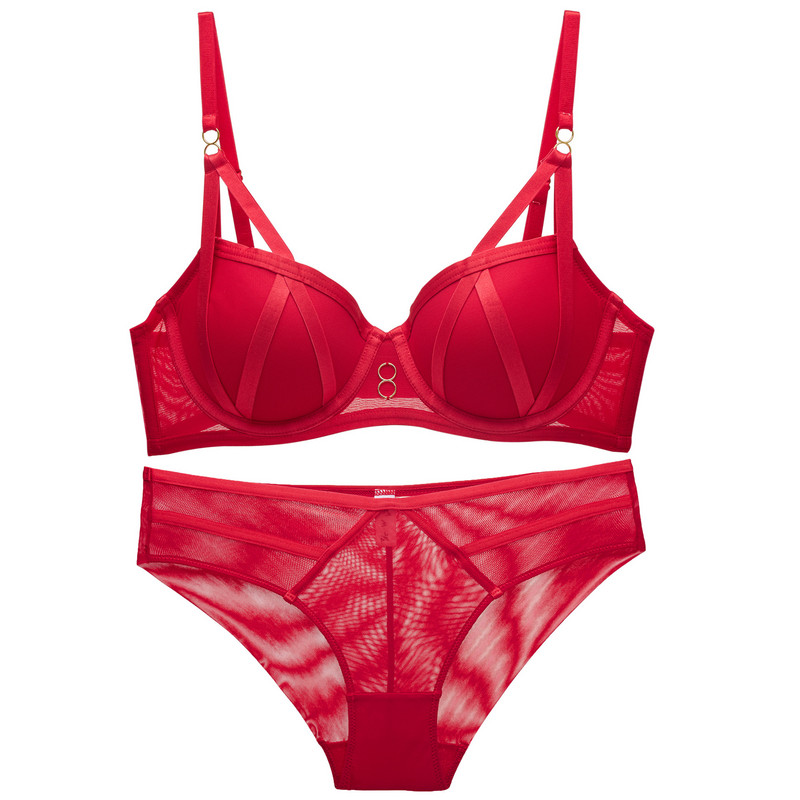 Seksikas sidemega Push Up rinnahoidja väikeste rindade jaoks, aluspükste komplekt, naiste aluspesu, ilus pesu BCD Cup valge must punane 2022 uus