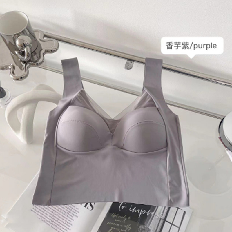 Uus õmblusteta jääsiidist ilus seljaosa, keskmise pikkusega põhjaga aluspesu mittetundlik fikseeritud topsümbris rinnahoidja seksikas võrguga naiste rinnahoidja