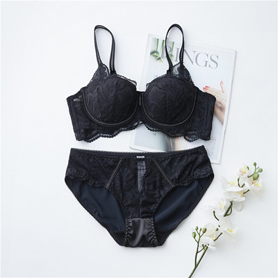 Set de sutien și chiloți cu jumătate de cupă cu căptușeală subțire din dantelă sexy franceză, cu push-up, intime pentru femei, lenjerie frumoasă sutien pentru fete