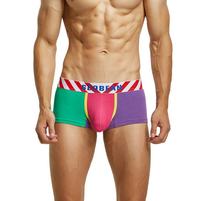 Lenjerie de corp pentru bărbați Boxeri Chiloți sexy Chiloți pentru bărbați cu patchwork Cuecas Bumbac cu talie joasă  Calzoncillos Ropa Interior Hombre