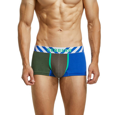 Lenjerie de corp pentru bărbați Boxeri Chiloți sexy Chiloți pentru bărbați cu patchwork Cuecas Bumbac cu talie joasă  Calzoncillos Ropa Interior Hombre