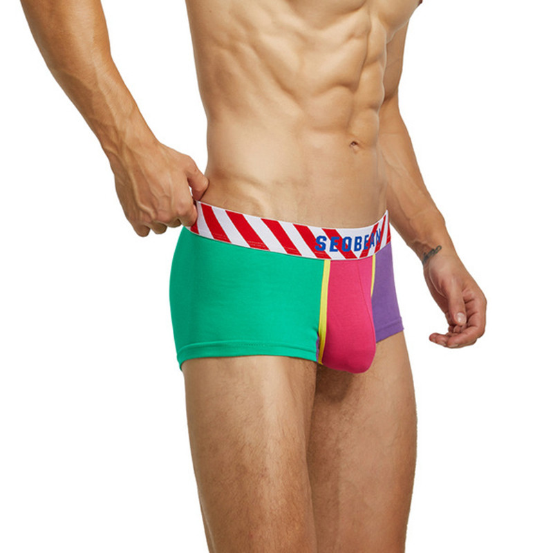 Lenjerie de corp pentru bărbați Boxeri Chiloți sexy Chiloți pentru bărbați cu patchwork Cuecas Bumbac cu talie joasă  Calzoncillos Ropa Interior Hombre