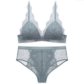 Õhukese voodriga juhtmevaba pitsist kolmnurkne rinnahoidja ja aluspükste komplekt, naiste seksikas prantsuse pesu, tüdrukute rinnahoidja, Bralette 2021 uus