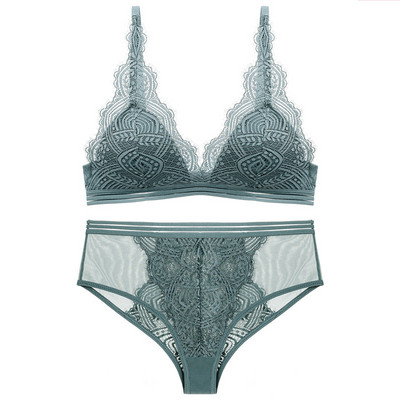 Õhukese voodriga juhtmevaba pitsist kolmnurkne rinnahoidja ja aluspükste komplekt, naiste seksikas prantsuse pesu, tüdrukute rinnahoidja, Bralette 2021 uus