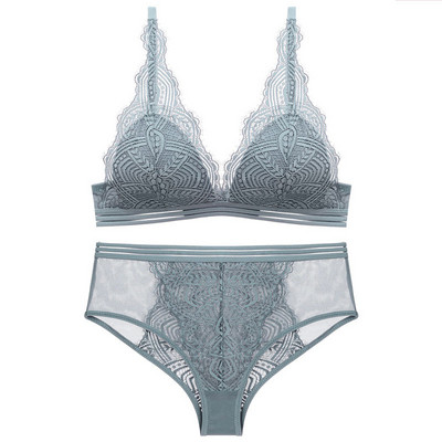 Õhukese voodriga juhtmevaba pitsist kolmnurkne rinnahoidja ja aluspükste komplekt, naiste seksikas prantsuse pesu, tüdrukute rinnahoidja, Bralette 2021 uus