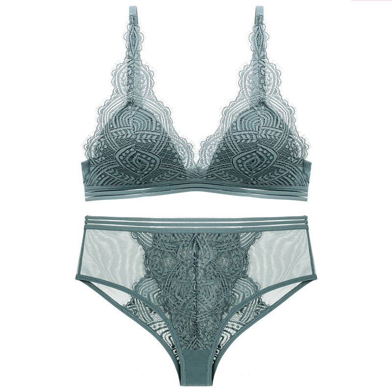 Õhukese voodriga juhtmevaba pitsist kolmnurkne rinnahoidja ja aluspükste komplekt, naiste seksikas prantsuse pesu, tüdrukute rinnahoidja, Bralette 2021 uus