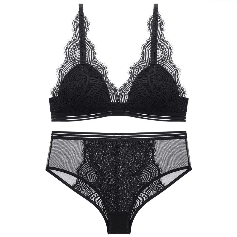 Õhukese voodriga juhtmevaba pitsist kolmnurkne rinnahoidja ja aluspükste komplekt, naiste seksikas prantsuse pesu, tüdrukute rinnahoidja, Bralette 2021 uus