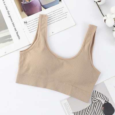 Ženska majica bez rukava Bešavni grudnjak Donje rublje Žensko seksi kratko donje rublje Sportski skraćeni prsluk Uklonjiva košarica s podstavljenom kamizolom na leđima