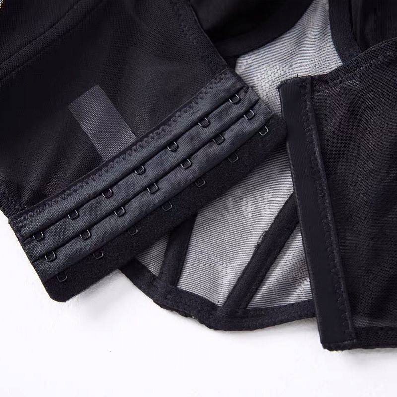 Set de sutien și slip cu jumătate de cupă din satin cu 7 piepți, cu dantelă, căptușit subțire, bretele detașabile Lenjerie sexy pentru femei