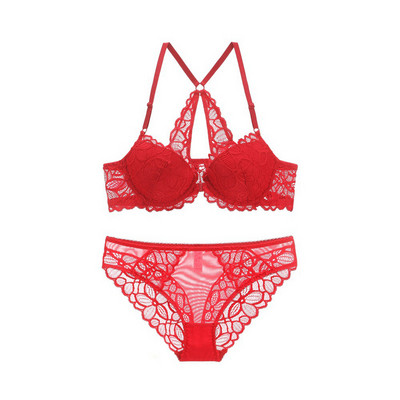 Seksikas Plunge seljataga eest suletav rinnahoidja komplekt, pitstikandid Push-Up rinnahoidja ja aluspükste komplekt aluspesu Naiste pesu, uued 2019 aluspüksid