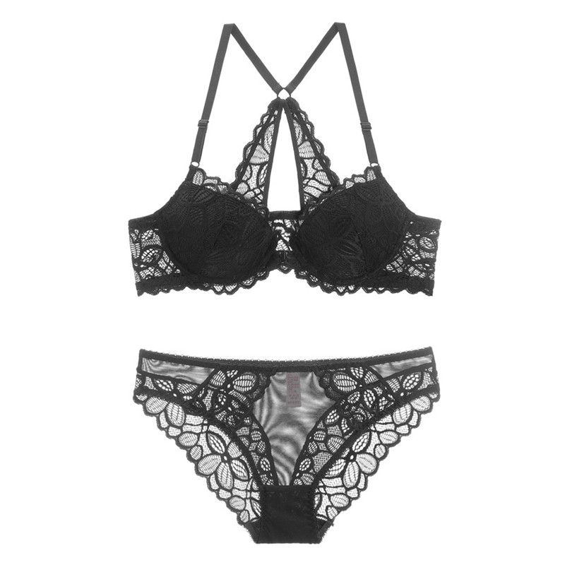 Seksikas Plunge seljataga eest suletav rinnahoidja komplekt, pitstikandid Push-Up rinnahoidja ja aluspükste komplekt aluspesu Naiste pesu, uued 2019 aluspüksid