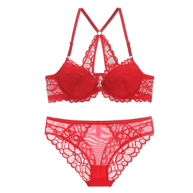 Seksikas Plunge seljataga eest suletav rinnahoidja komplekt, pitstikandid Push-Up rinnahoidja ja aluspükste komplekt aluspesu Naiste pesu, uued 2019 aluspüksid