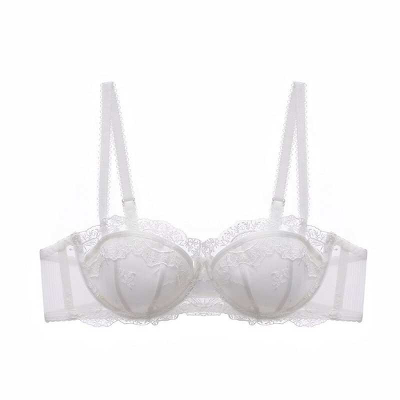 Σετ εσώρουχα με λεπτή επένδυση Half Cup δαντέλα κέντημα σουτιέν και εσώρουχα με Push Up γυναικεία σέξι εσώρουχα Λευκά Μαύρα